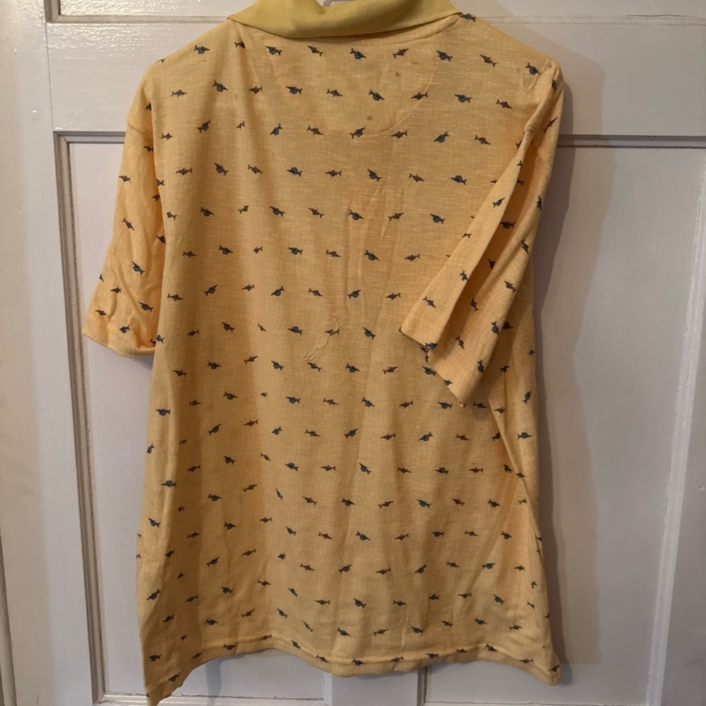 Haggar Clothing Men's Yellow Fish Short Sleeve Polo Shirt Size L - Picture 10 of 10